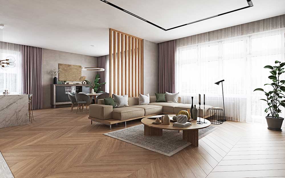 Designer kitchen and dining area at Trump Towers Hyderabad